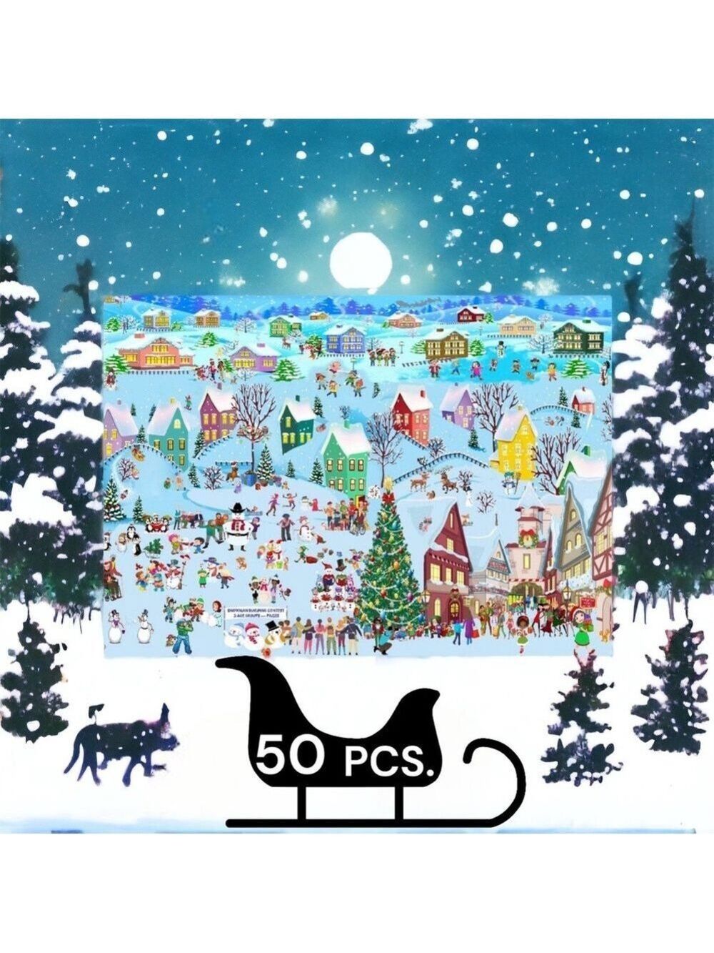 50 10X13 Poly Mailers Christmas Village Snow, Town, Tree and Santa PRICE IS FIRM - Picture 2 of 5